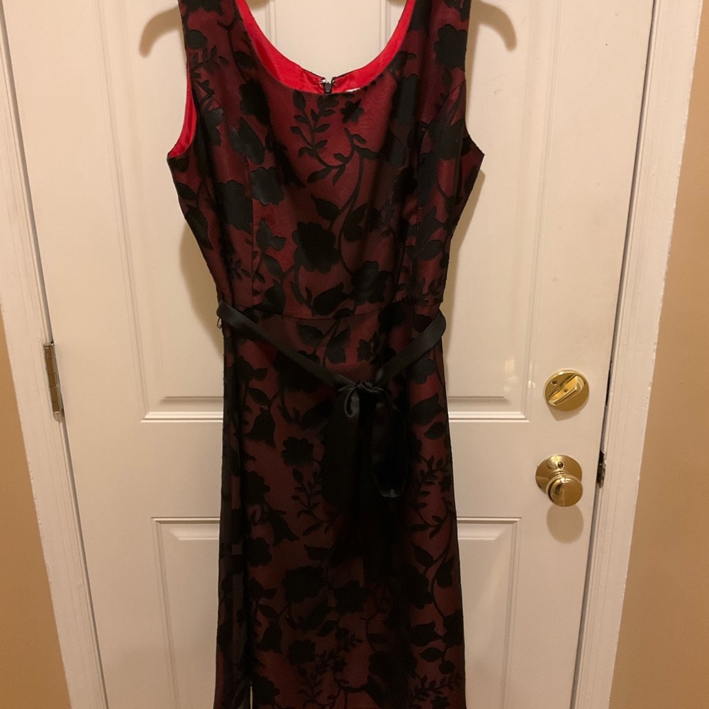 Elegant Black and Red Floral Dress
